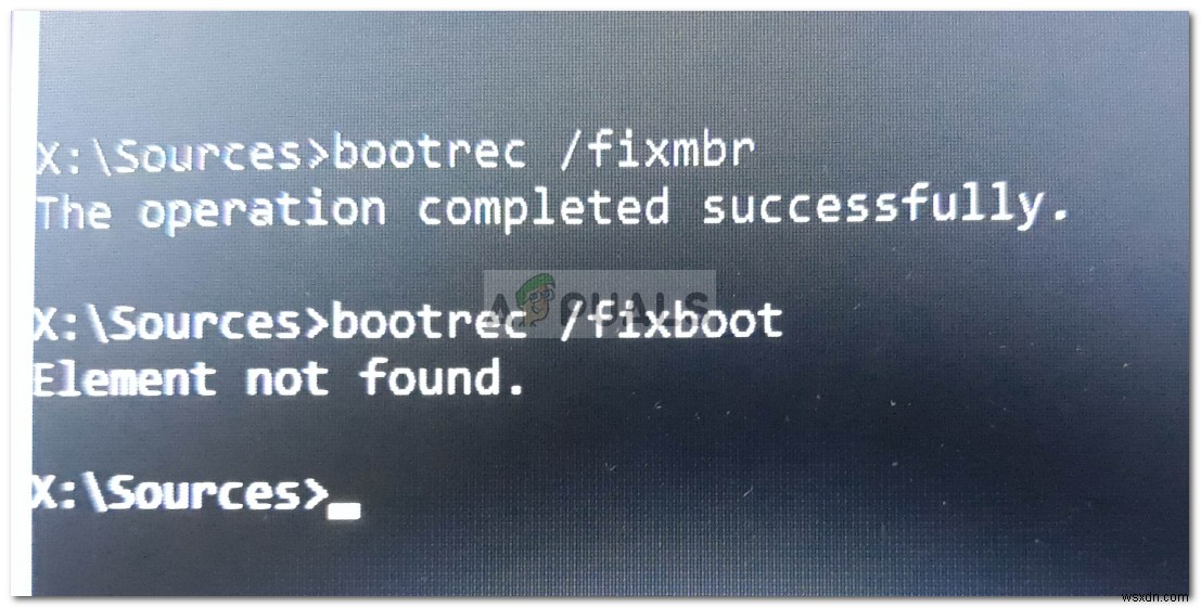 Fix: Boorec /Fixboot Element Not Found on Windows 10