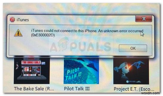 Fix: iTunes Error 0xE800002D