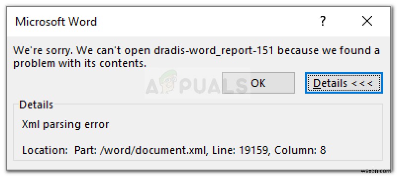 Fix: Microsoft Word XML parsing error