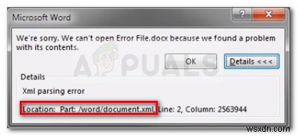 Fix: Microsoft Word XML parsing error