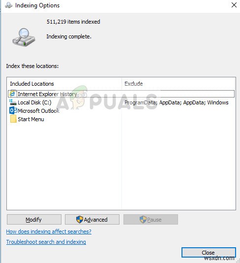 Fix: Windows 10 Indexing is not running