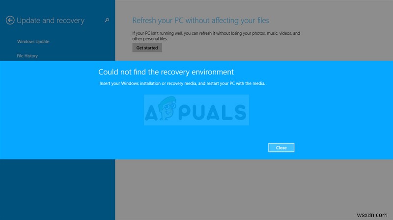Fix: Could not Find the Recovery Environment on Windows 10