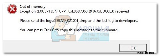 Fix: Unknown Software Exception 0xe06d7363