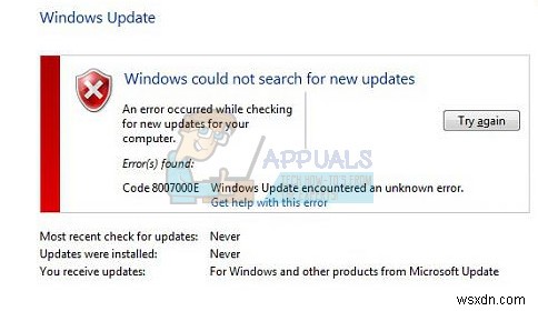 How to Fix Windows Update Error 8007000E