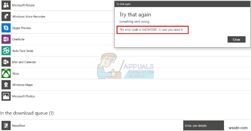 Fix: Windows Store App Update Error 0x87AF0001