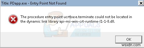 How to Fix The procedure entry point ucrtbase.terminate is missing or could not be located