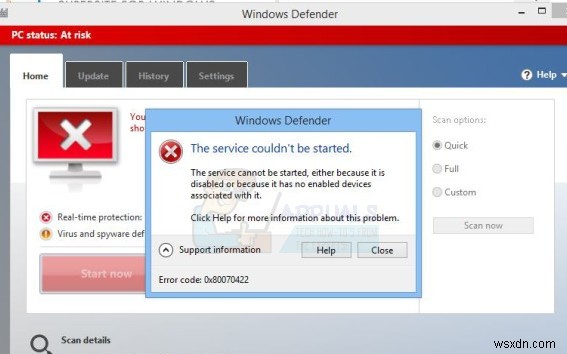 FIX: Windows Defender Error The service couldn’t be started Error code: 0x80070422