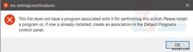 Fix: this file does not have a program associated with it for performing this action