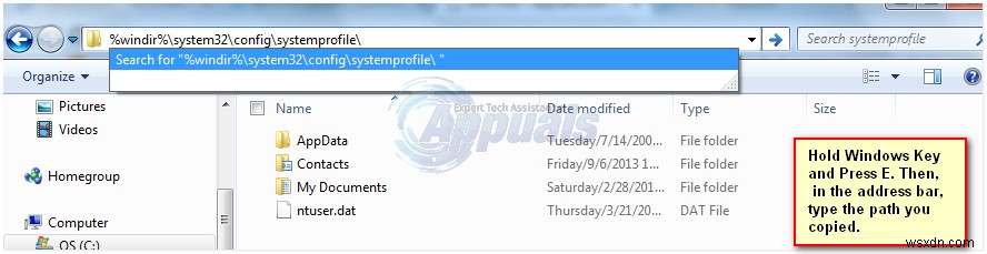 Fix: “system32\config\systemprofile\Desktop” refers to a location that is unavailable
