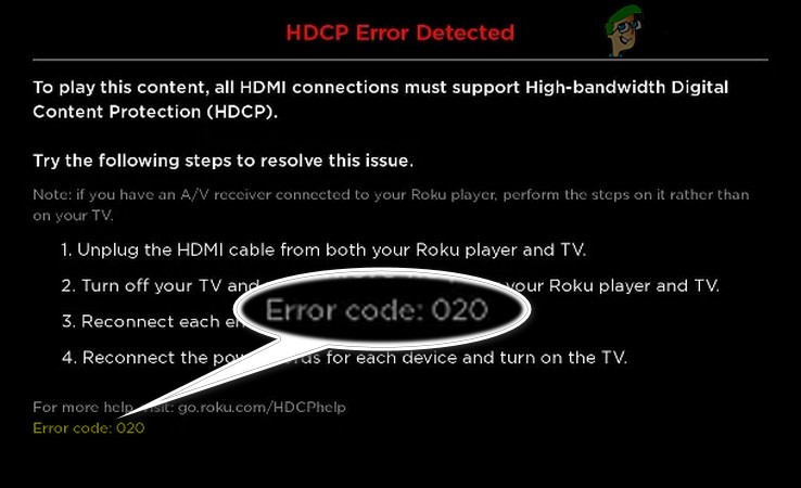 What is Roku HDCP Error Detected Error Code: 020 and How to fix it?