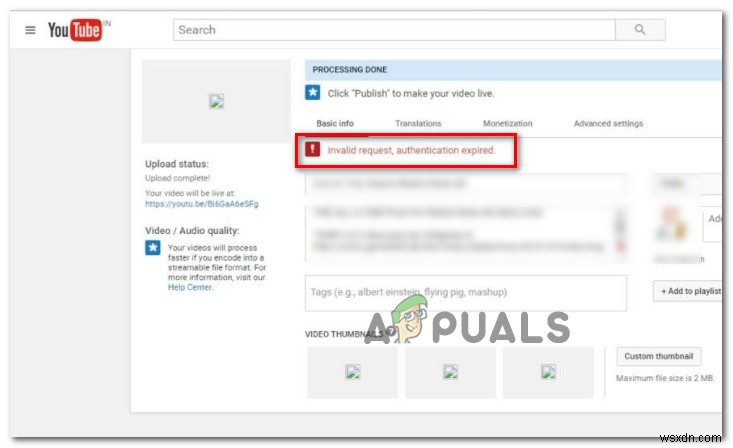 Fix: Invalid Request, Authentication Expired in YouTube