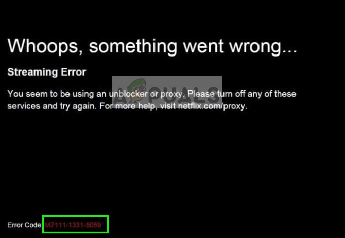 Fix: Netflix Streaming Error code M7111-1331-5059