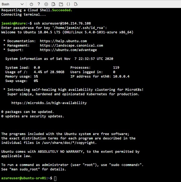 Create SSH key pair in Microsoft Azure and add it to Ubuntu Server