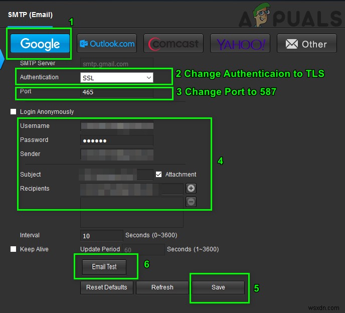 Fix: Amcrest Email Test Failed
