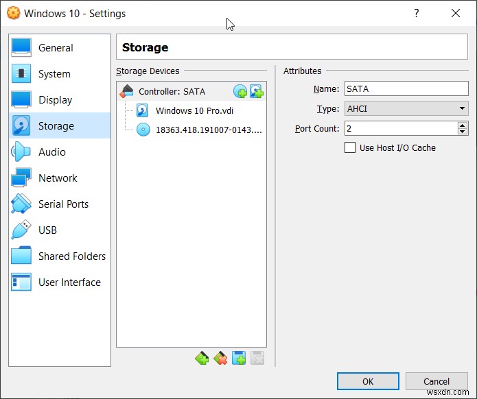 Configure Virtual Machine in the Oracle VM VirtualBox