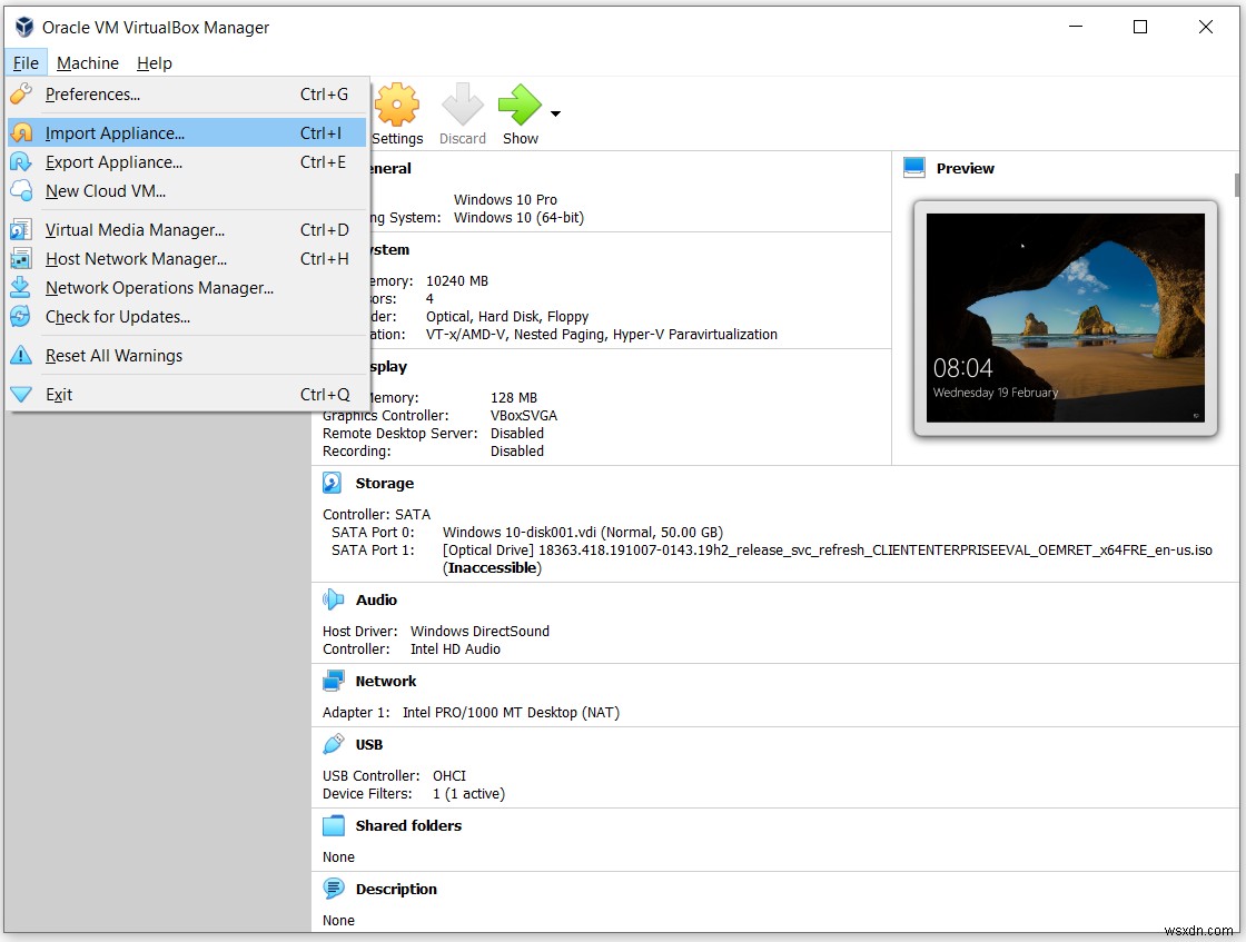 Export and Import VMs on Oracle VM VirtualBox