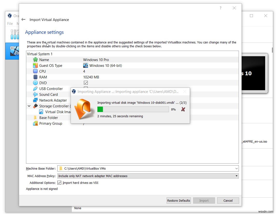 Export and Import VMs on Oracle VM VirtualBox