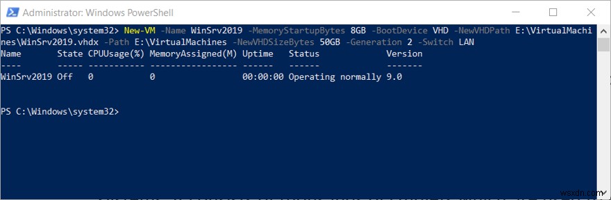 Creating Virtual Machines in Hyper-V 2019 using PowerShell
