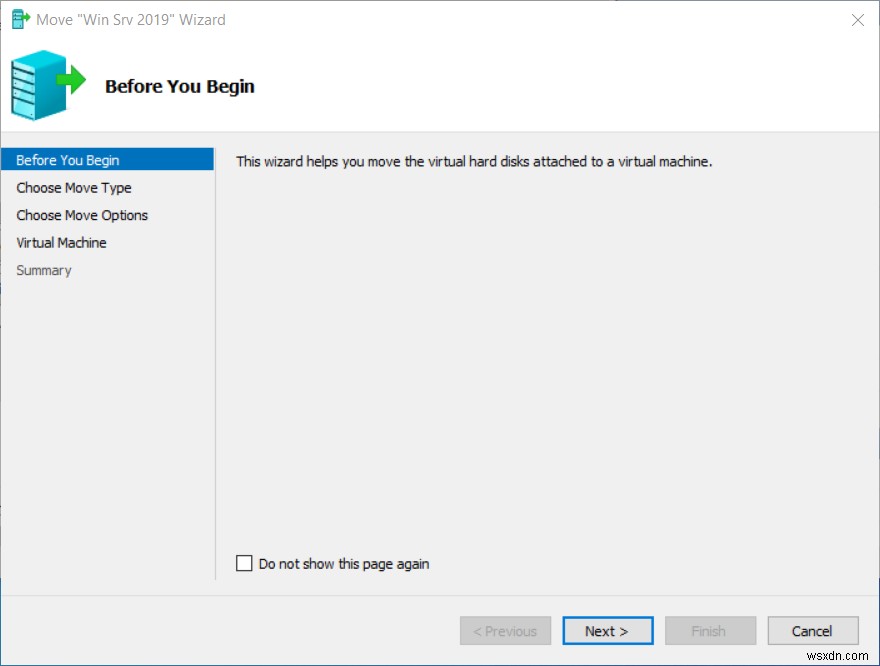 Moving VMs from one location to another using Hyper-V 2019