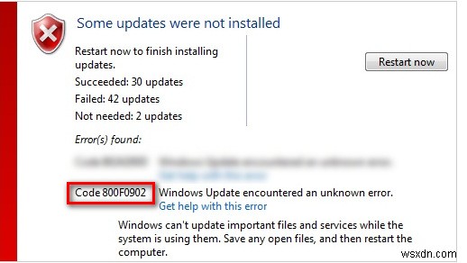 Fix: Windows Update Error 800f0902