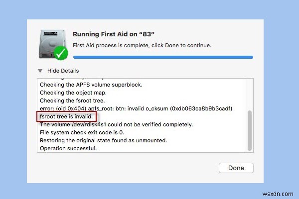 Fix APFS fsroot tree is invalid When Checking the fsroot tree in macOS