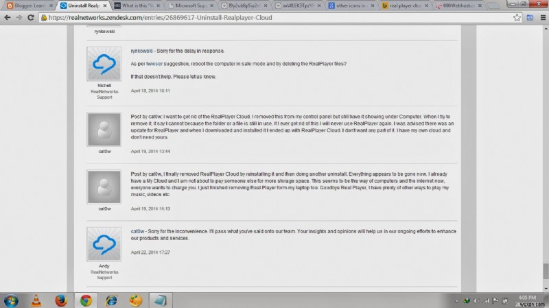How do I get real player cloud icon off my computer