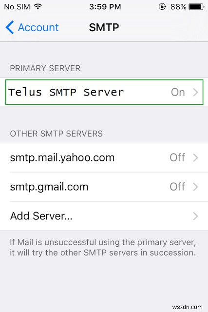 Unable to send email from telus.net or telusplanet.net email account on iPhone, iPad or Mac