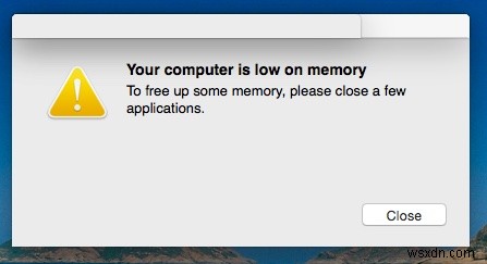 Your computer is low on memory - Mac Virus Removal