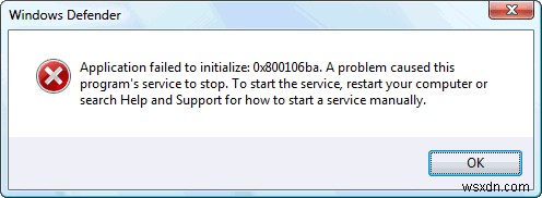 0x800106ba Windows Defender Error Fix