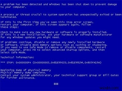 A Way To Stop The Phyiscal Memory Dump Error