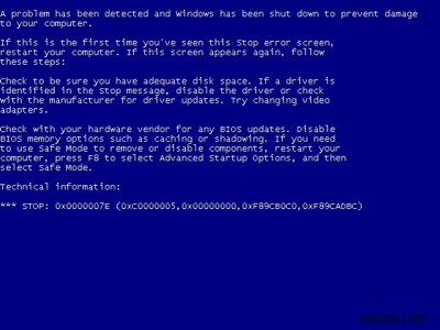 How To Stop The 0x0000007e Blue Screen Error