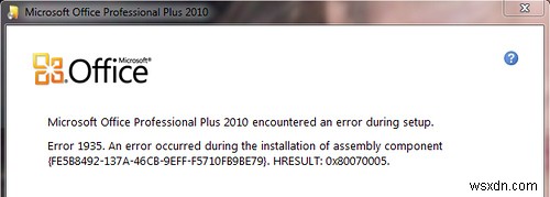 How To Resolve Microsoft Office 2010 Error 1935