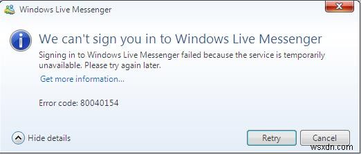 How To Fix Windows Live Messenger 80040154 Error