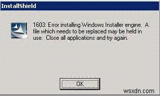 Windows Installer 1603 Error Fix