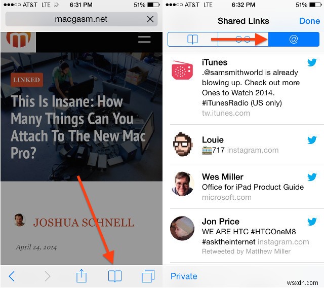 View Twitter Links In Safari’s Shared Links Tab