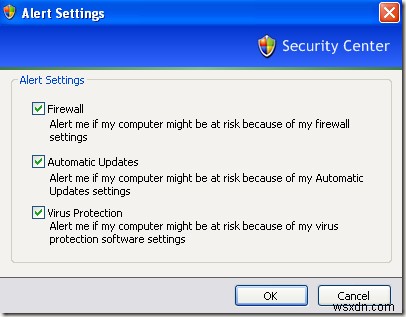 Turn Off or Remove “Your computer might be at risk” in Windows XP