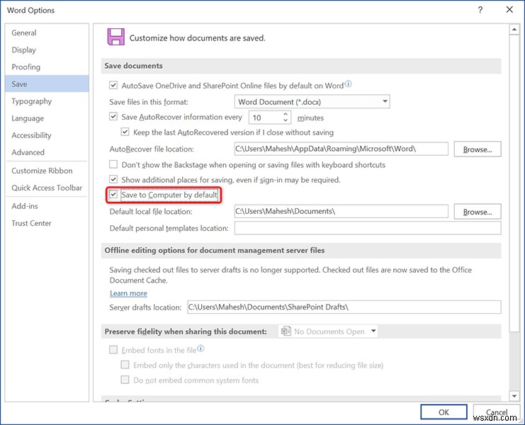 How To Save Office Documents to Local Computer by Default