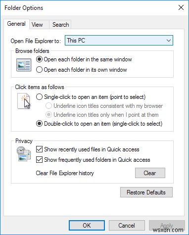 Set Default Folder When Opening Explorer in Windows 10