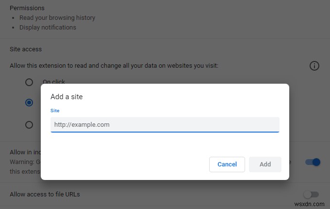 Change the Permissions of Chrome Extensions