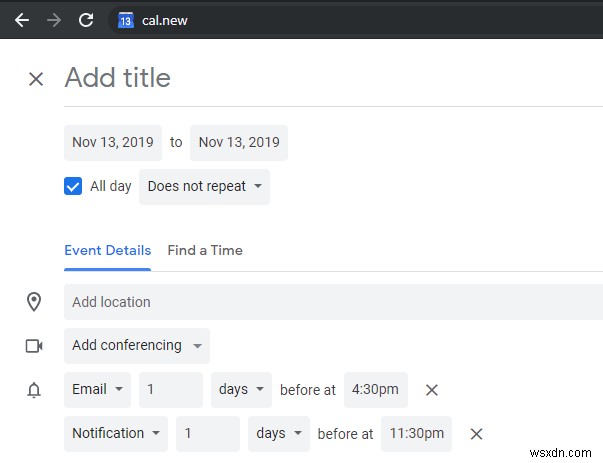 2 Chrome Address Bar Shortcuts to Create Google Calendar Events