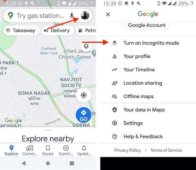 How To Use Google Maps Incognito Mode On An Android Device