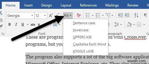 Turn Caps Lock Text back to Normal in MS Word