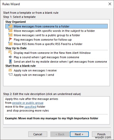 Automatically Move Emails into Folders in Outlook using Rules
