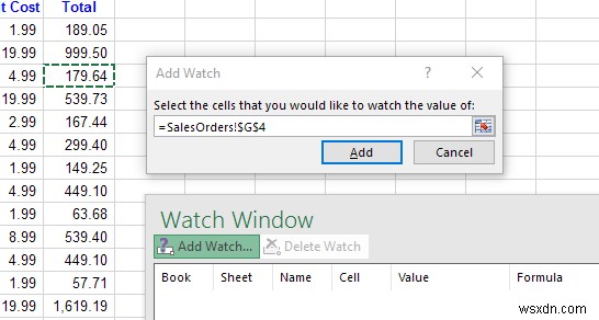 Use the Excel Watch Window to Monitor Important Cells in a Workbook