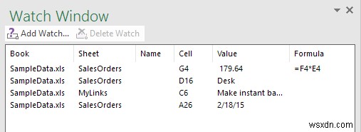 Use the Excel Watch Window to Monitor Important Cells in a Workbook