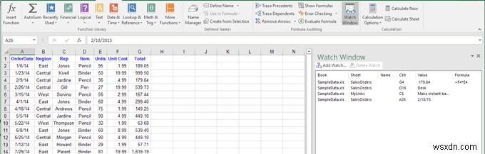 Use the Excel Watch Window to Monitor Important Cells in a Workbook