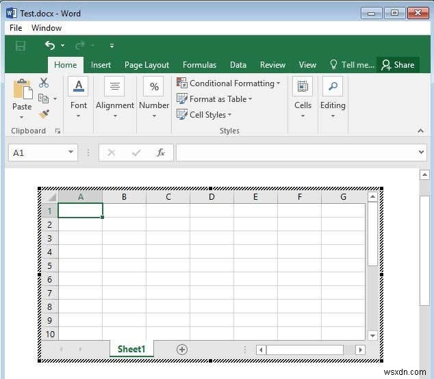 Insert an Excel Worksheet into a Word Doc