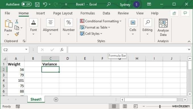 How to Calculate Variance in Excel