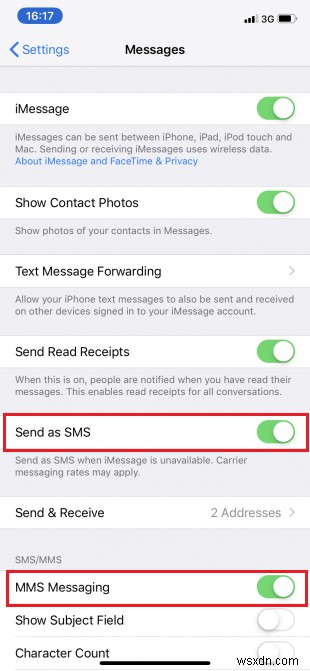 Fix iPhone Cannot Send SMS messages