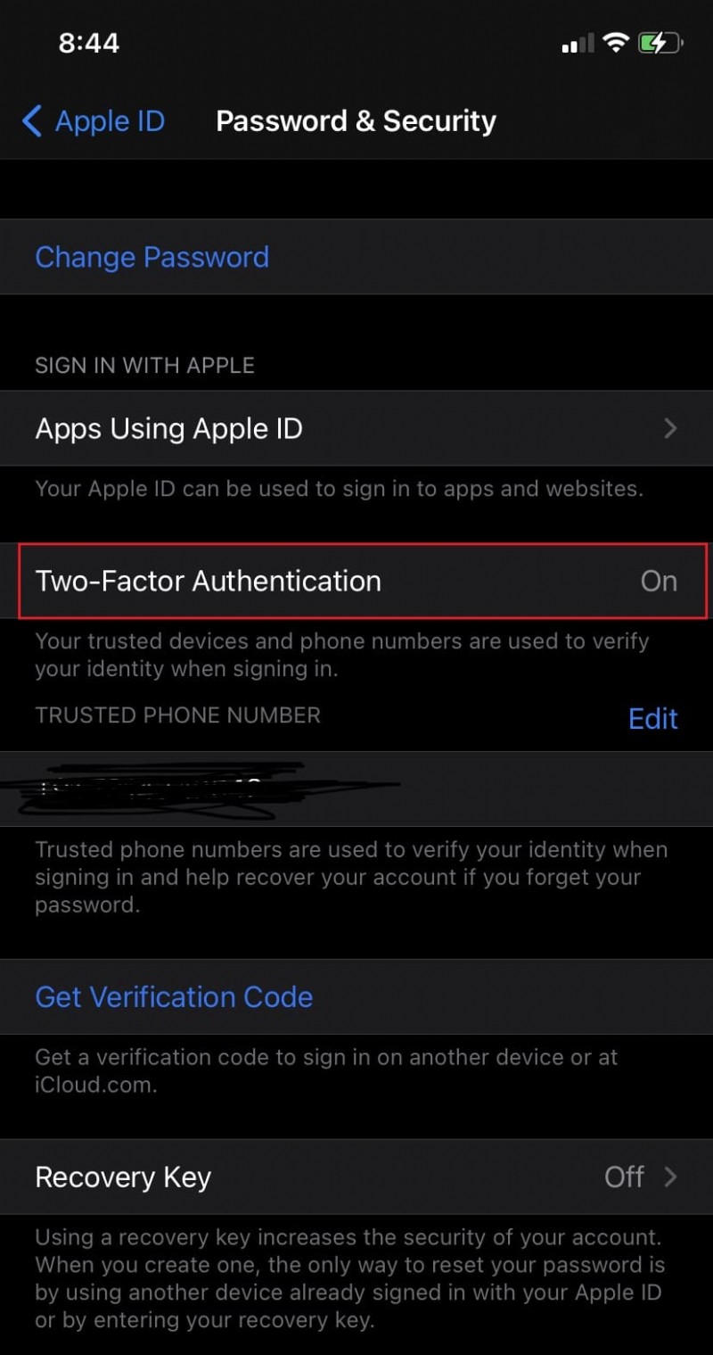 Apple ID Two Factor Authentication